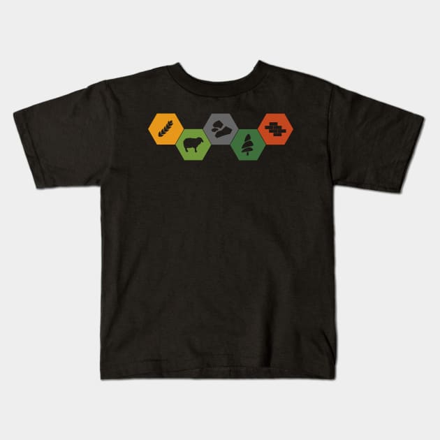 Settlers of Catan Minimalistic Colored Kids T-Shirt by Meta Nugget